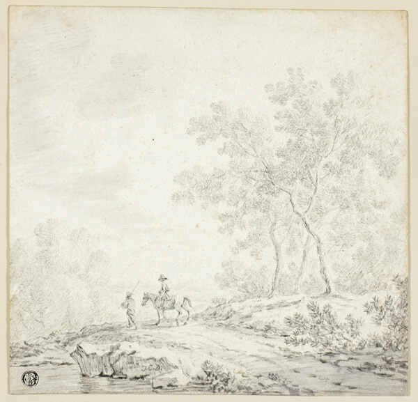 Landscape with Two Figures, One on Horseback