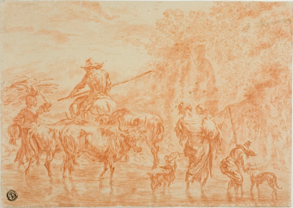 Peasants and Cattle Crossing Ford