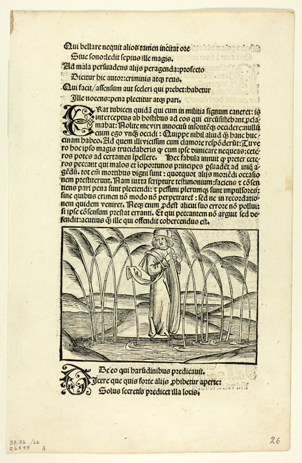 The Man Who Therefore Preached to the Reeds (recto) and The Armed Noble Who Presumed Much but Did Little (verso) from Fabulae et Vita (Fables and Life), Plate 26 from Woodcuts from Books of the 15th Century