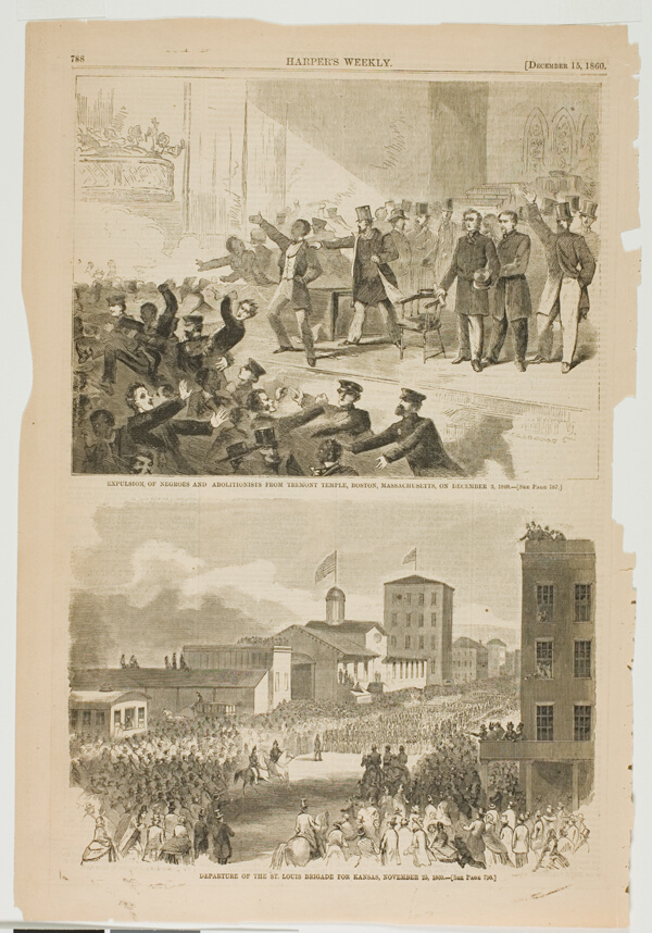 Expulsion of Negroes and Abolitionists from Tremont Temple, Boston, Massachusetts on December 3, 1860