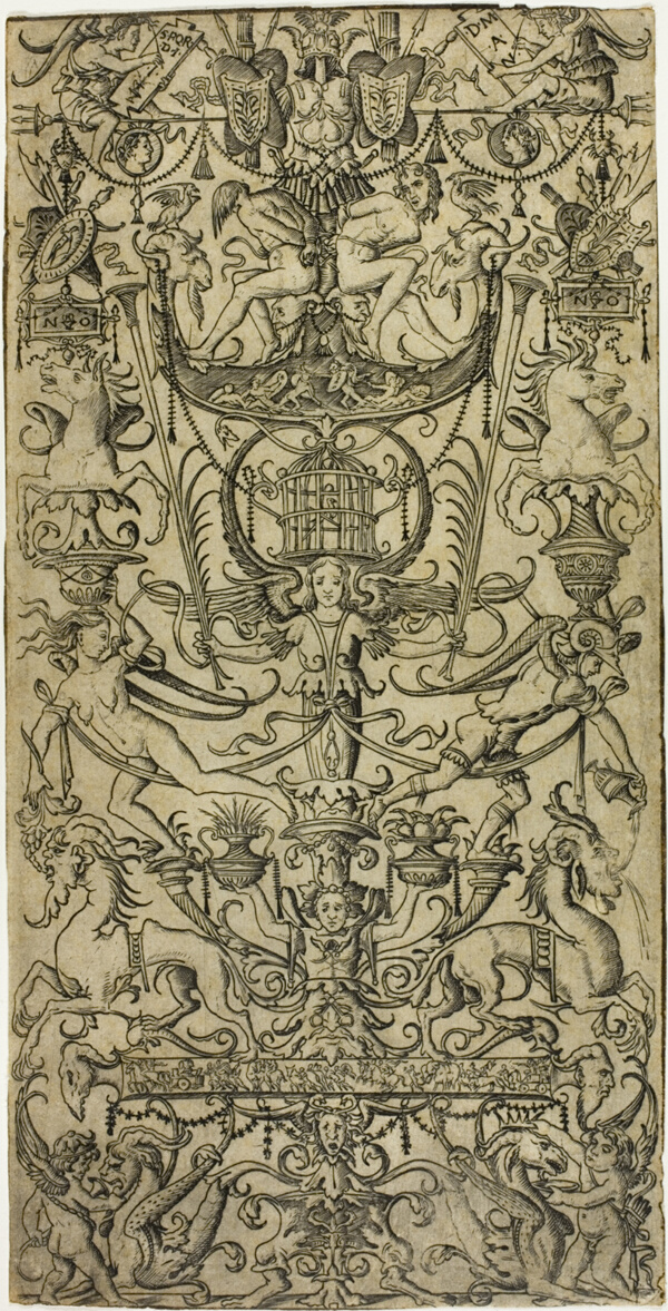 Panel of Ornament with a Birdcage