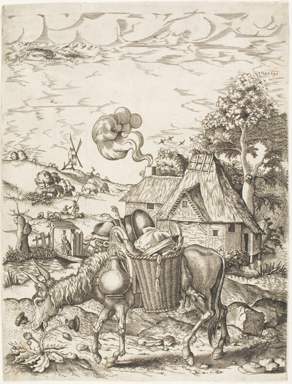 The Donkey Laden with Food, from Emblematic Figures of Animals