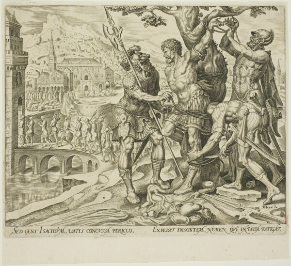 The Israelites Finding Achior Tied to a Tree, plate two from The Story of Judith and Holofernes