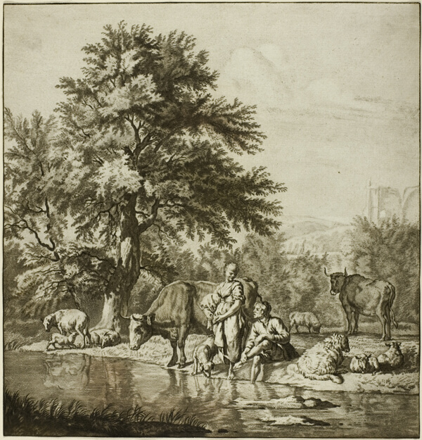 Two Shepherds with Cattle