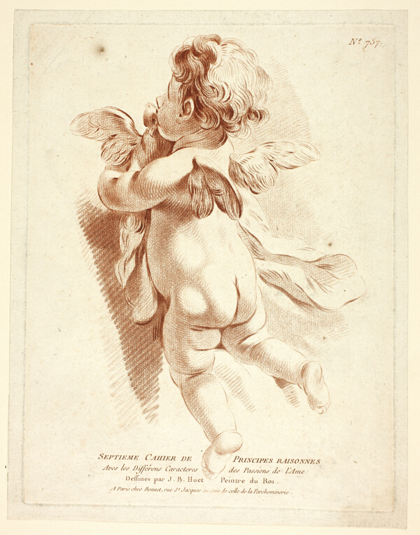 Flying Cupid Kissing a Dove