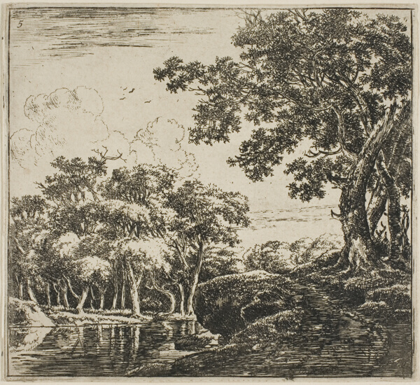 Three Large Trees on a Hill, plate five from Set of Landscapes