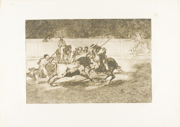 The Forceful Rendón Stabs a Bull with the Pique, from which Pass He Died in the Ring at Madrid, plate 28 from The Art of Bullfighting