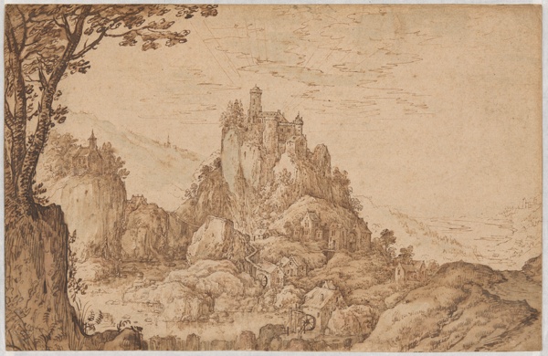 A Castle on a Crag in a Mountainous Landscape