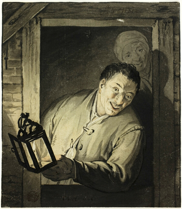 Man with Lantern in Doorway