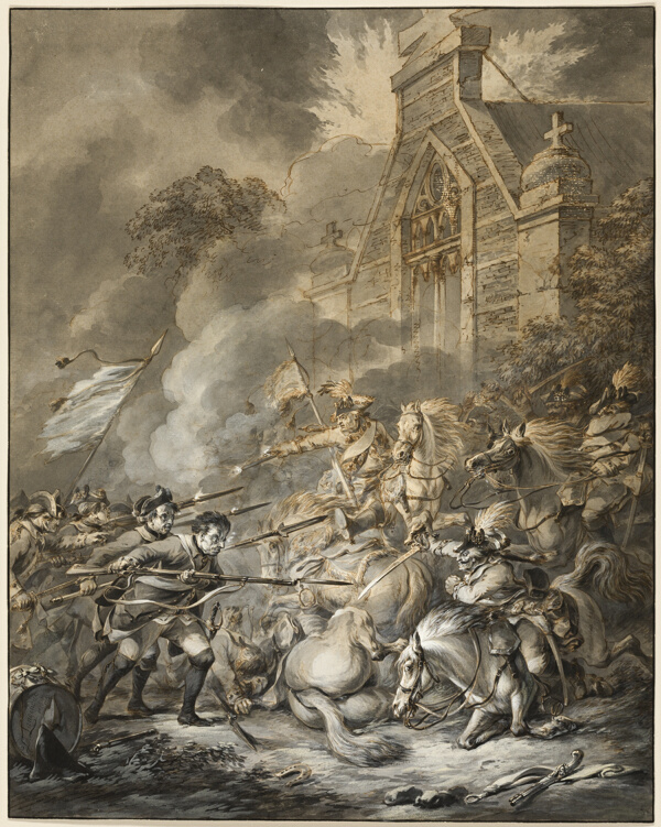 A Skirmish Between the Cavalry Officers and Footsoldiers with Bayonets