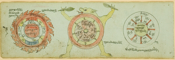 Page from a Manuscript with Diagrams Protecting against Children's Illnesses