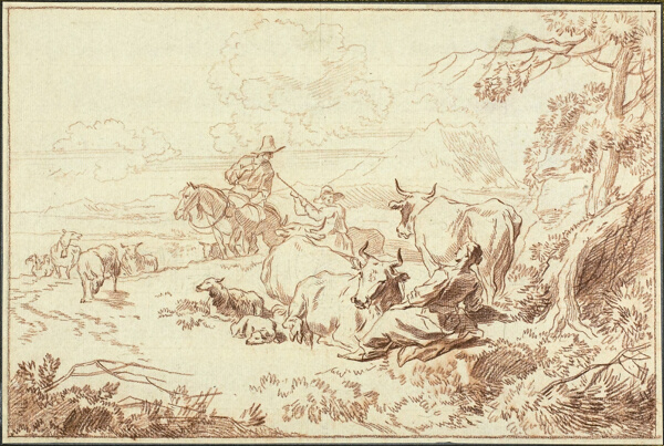 Cattle and Sheep with Shepherds and Shepherdess
