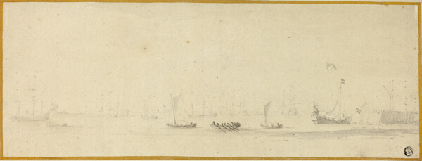 Ships in Full Sail with Small Boats