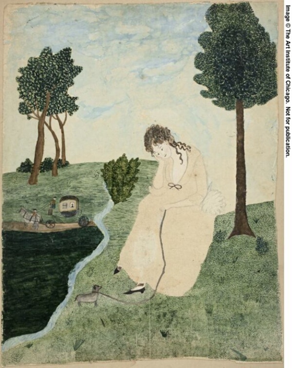 Seated Girl with a Coach in the Distance (The Departure)