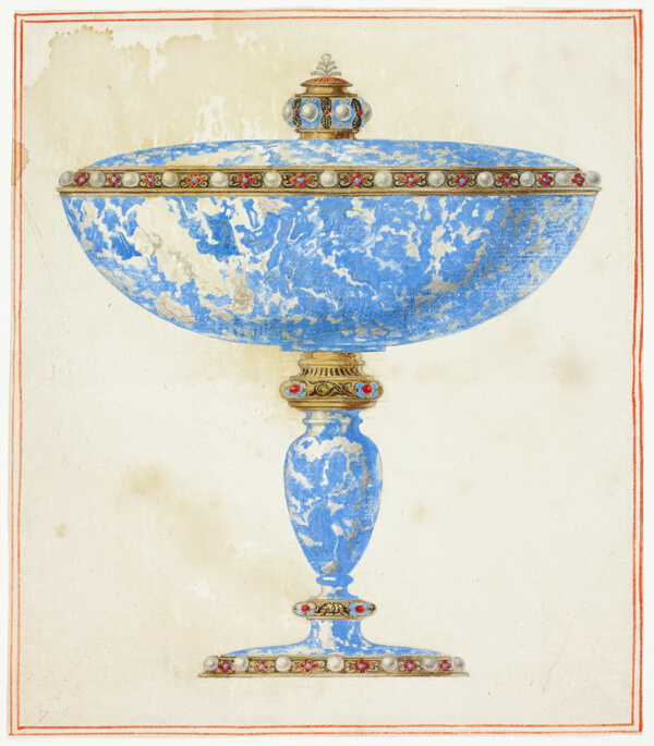 Lapis Covered Dish on Stand