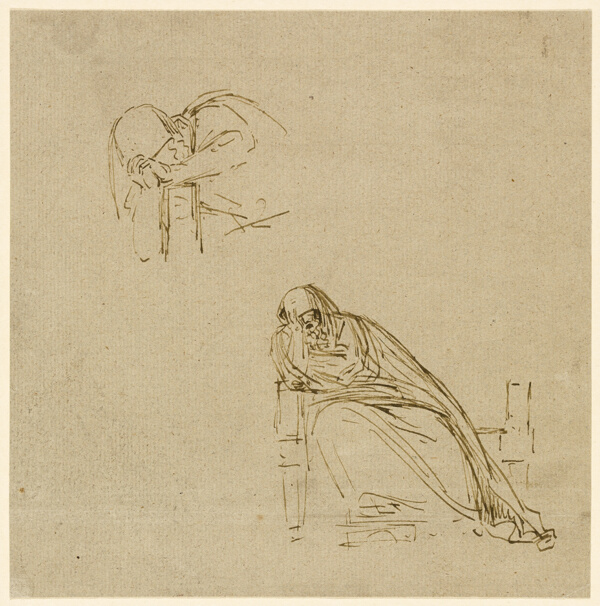 Two Sketches of a Weeping Woman