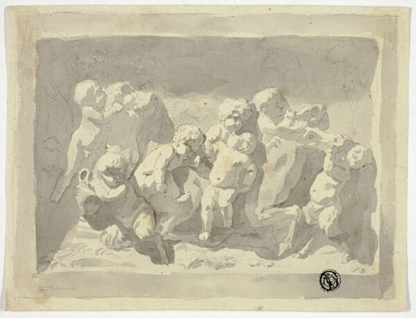 Baby Satyrs and Putti Playing with Donkey