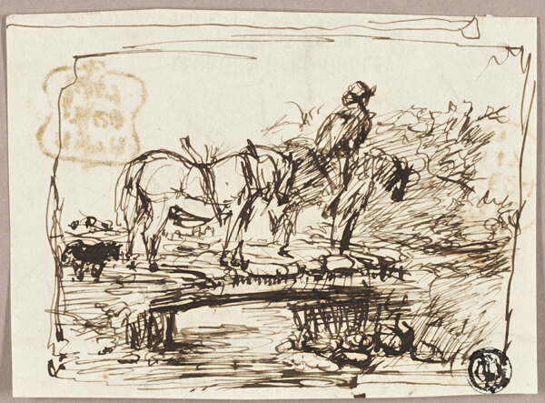 Sketch of Horses Crossing Bridge