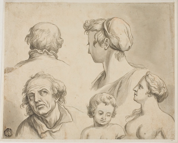 Sketches of Five Busts