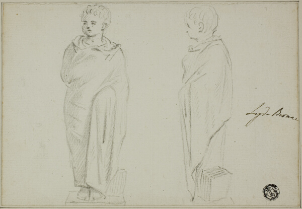 Frontal and Side Views of Statue of Boy Dressed in Toga