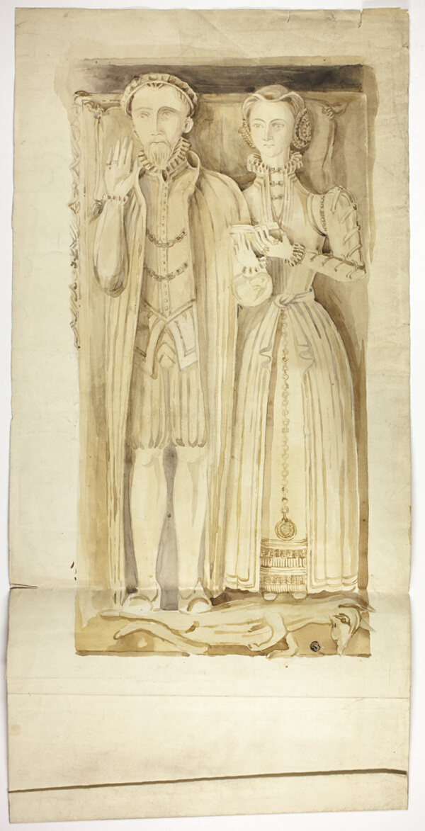 Tudor Tomb Slab with Effigies of Man and Woman