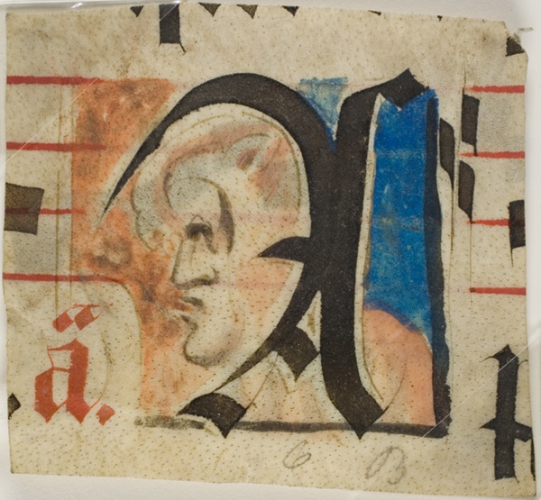 Decorated Initial with Grotesque in Profile from a Choir Book