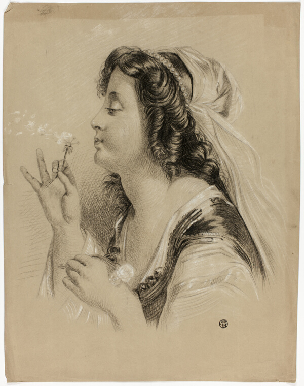 Girl Blowing on a Dandelion (recto); Profile Head of a Girl (verso)
