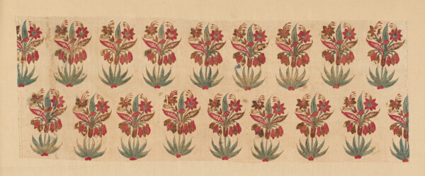 Curtain Fragment with Rows of Flowers