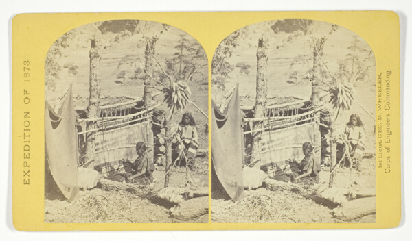 Aboriginal life among the Navajo Indians, Cañon de Chelle, New Mexico. Squaw weaving blankets. The native loom. The blankets made are of the best quality, and impervious to water, No. 26 from the series 