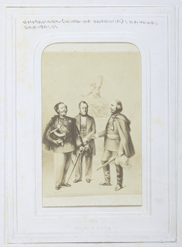 Victor Emmanuel II King of Sardinia, Giuseppe Garibaldi and Camillo Benso, Count of Cavour