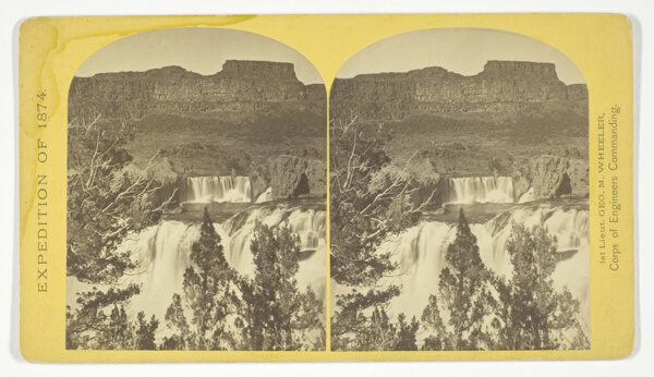 Shoshone Falls, Snake River, Idaho, looking through the timber, and showing the main fall, and upper or 