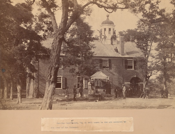 Fairfax Court House, Virginia, with Union Soldiers in Front and on the Roof