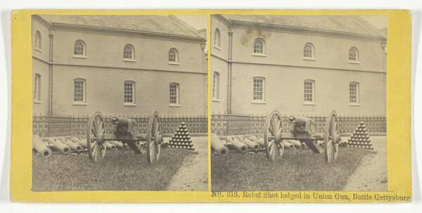 Rebel Shot lodged in Union Gun, Battle Gettysburg