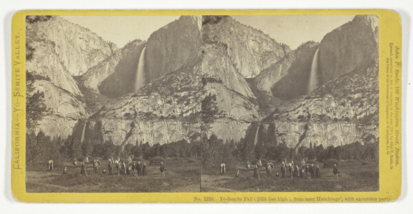 Yo-Semite Fall (2634 feet high), from near Hutchings', with excursion party, No. 1216 from the series 