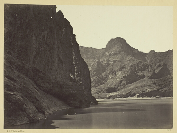 Black Cañon, Colorado River, looking below near Camp 7. Explorations in Nevada and Arizona, Expedition of 1871. Lieut. Geo. M. Wheeler, Com'd'g.