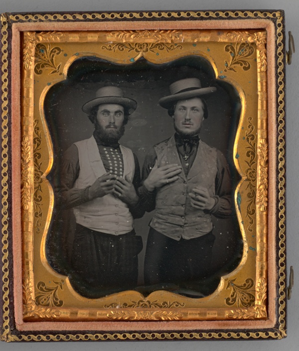 Untitled (Portrait of Two Men Wearing Straw Hats)