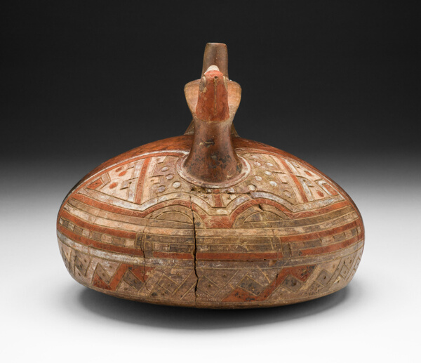 Vessel with Abstract Feline Mask and Bird-Head Spout