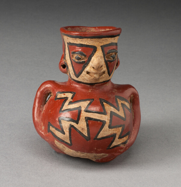 Vessel in the Form of a Figure with Geometric Face and Body Paint