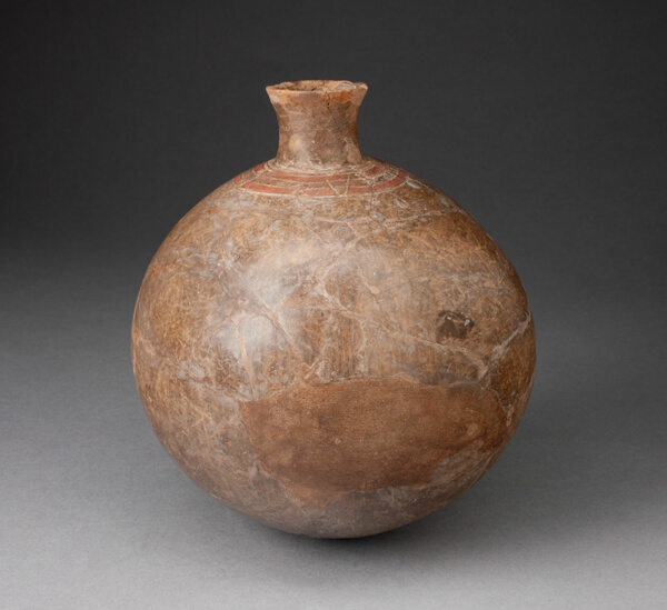 Bottle with Incised Feline Tooth Motif Around Neck
