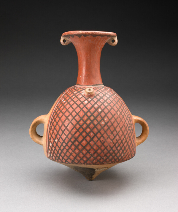 Vessel with Textile Pattern and Spout Modeled as a Head