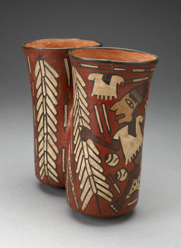 Double Beaker Depicting Warriors and Sacrificial Objects