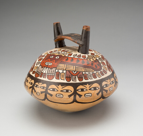 Vessel with Women's Faces and Masked Beings