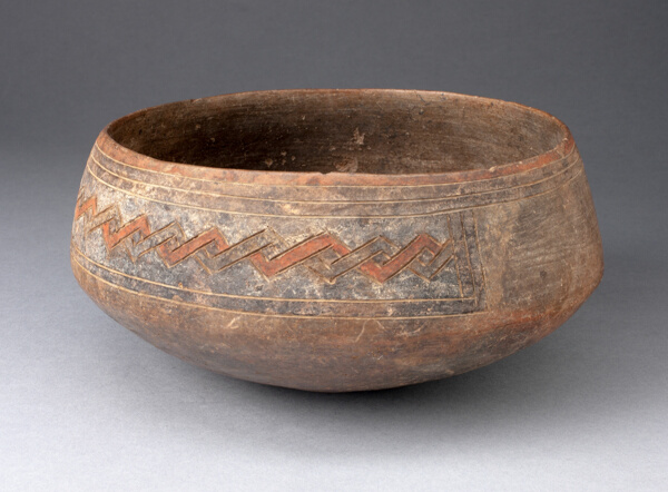 Bowl Incised and Painted with Interlocking Geometric Band