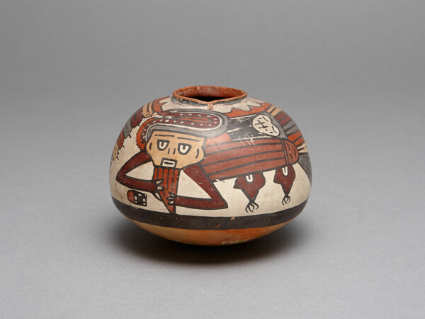 Bowl Depicting Costumed Ritual Performer Playing a Pan Flute