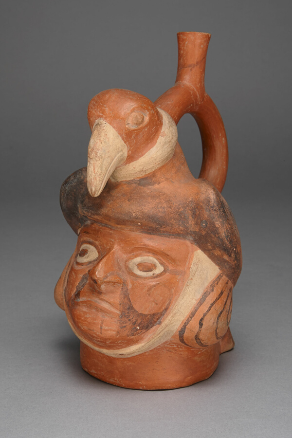 Vessel in Form of a Head Wearing a Bird Headdress