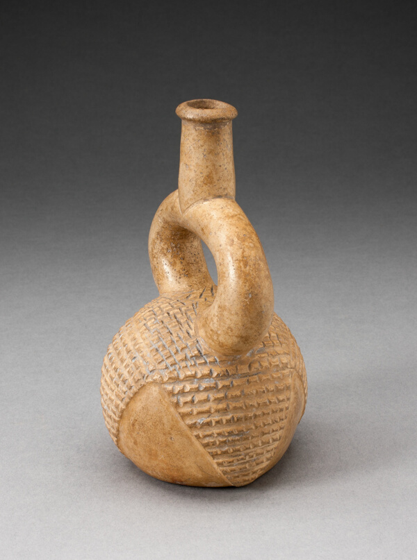 Miniature Stirrup Spout Vessel with Incised Hatched Motif