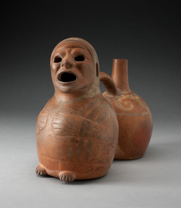 Double Chambered Vessel in the Form of Seated Figure, Possibly Deceased