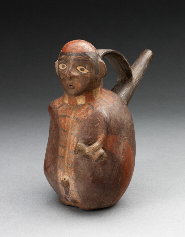 Single-Spout Vessel in the Form of a Figure Holding a Jar