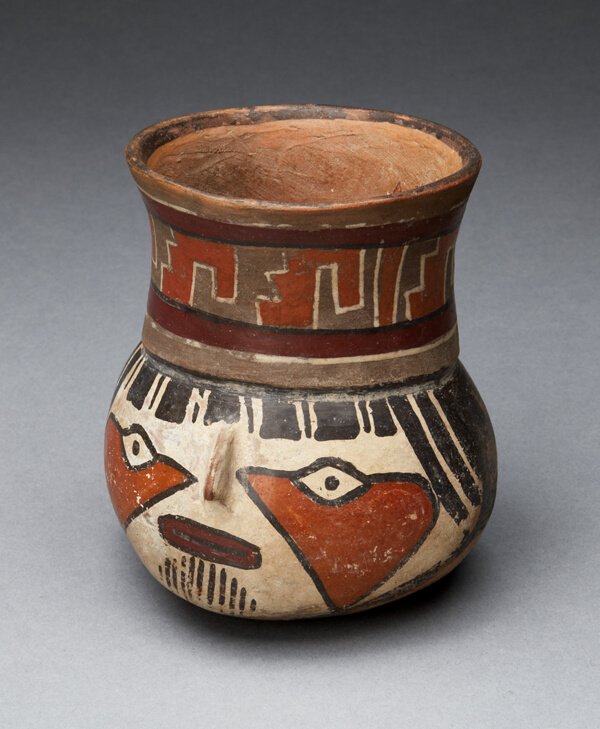 Jar Depicting a Head with Face Painting
