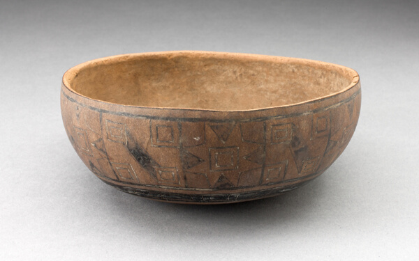 Bowl with Incised and Painted Textile-Like Motifs